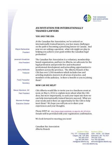 May 6: A Conversation with the Canadian Bar Association